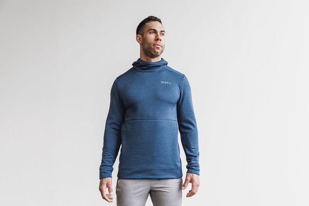 NOBULL Men's Performance Pullover Hoodie - Steel Blue - Ireland (9687RLWMN)